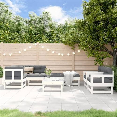 Salon de jardin 8 pcs Blanc Bois de pin massif vidaXL