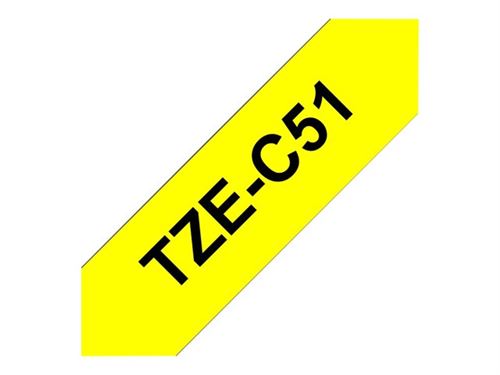 Brother TZe-C51 - Noir sur jaune - Rouleau (2,4 cm x 5 m) 1 cassette(s) bande fluorescente - pour Brother PT-D600; P-Touch PT-2470, 3600, D800, E550, H500, P750; P-Touch Cube Plus PT-P710