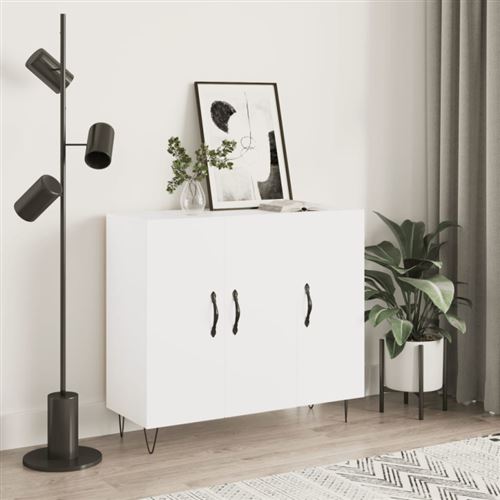 Vidaxl Blanc Buffet - 90X34x80 Cm Bois D'ingénierie - Image 3
