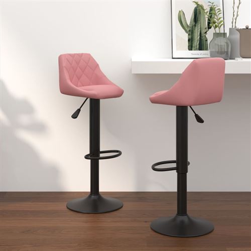 Vidaxl Rose/Noir Tabourets Velours - Image 3