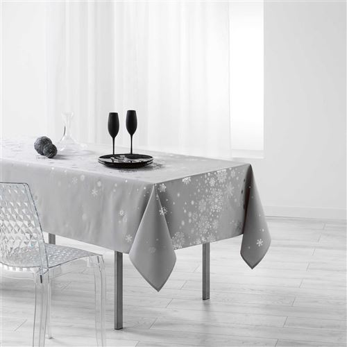 Nappe rectangulaire imprimé argent - 150 x 240 cm - Noir