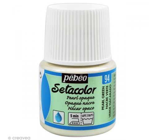 Pebeo Peinture Setacolor Opaque P&eacute;b&eacute;o 45ml - Nacre Verte