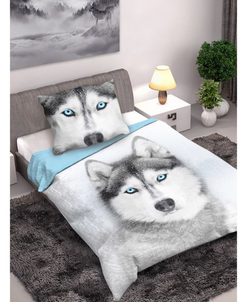 Chien husky Simple Cotton Housse de couette et taie d'oreillers