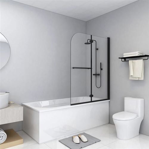 Vidaxl cabine de douche pliable 2 panneaux esg 95x140 cm noir 147193