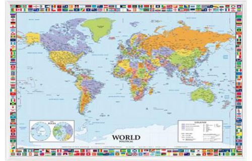 Poster Encadre Cartes Planisphere Politique Drapeaux En Anglais 61x91 Cm Cadre Plastique Blanc Poster Affiche Encadre Top Prix Fnac