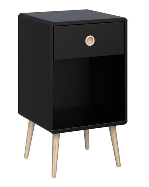Table de chevet en MDF coloris noir - Dim : 41 x 40 x 73 cm -PEGANE-