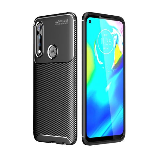 Coque en TPU peau de fibre de carbone flexible anti-goutte noir pour votre Motorola Moto G Power