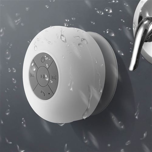 Enceinte Waterproof Bluetooth pour ASUS ZenFone Live Smartphone Ventouse Haut-Parleur Micro Douche Petite (BLANC)
