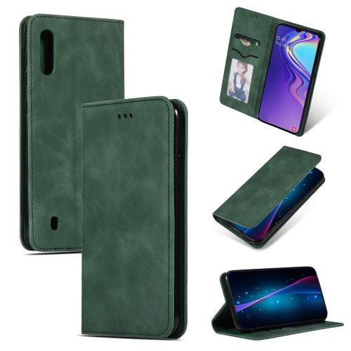 Etui en PU style professionnel à absorption automatique avec support pour cartes et fentes vert pour votre Samsung Galaxy A10/M10