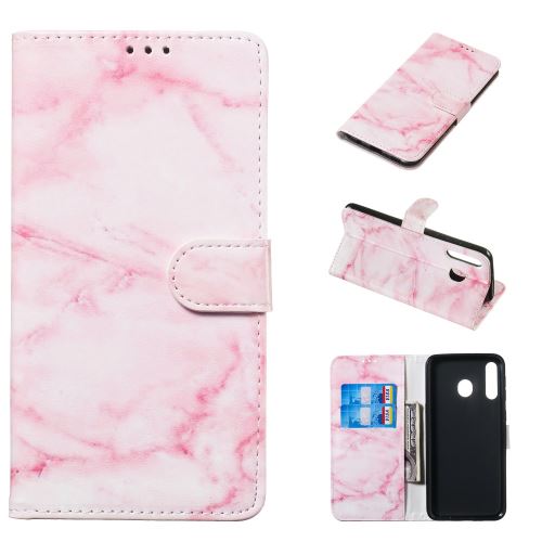 Etui en PU impression de motifs en marbre avec support rose/marbre pour Samsung Galaxy M30/A40s