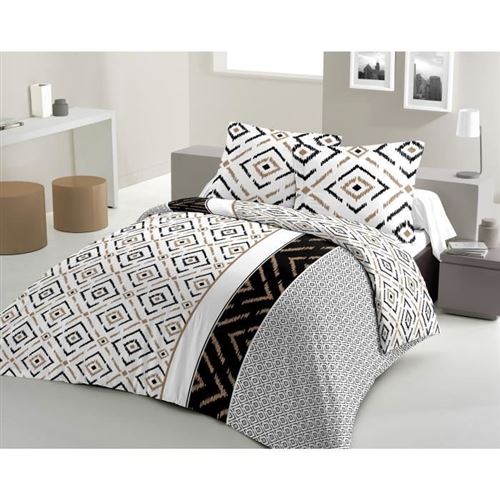 lovely home parure de couette coton ethno noir 200x200cm