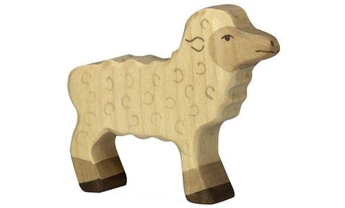 Holztiger Beige Figurine En Bois Agneau