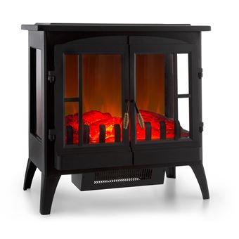 POELE RETRO CHEMINEE MAX 2000W FOYER FLAMME ELECTRIQUE LED ECONOMIQUE BUCHES 75