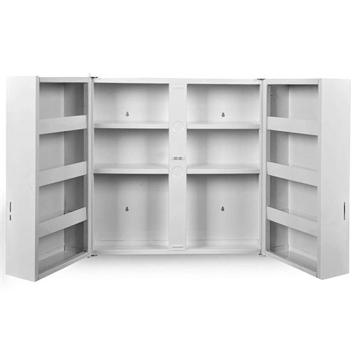 Armoire à pharmacie murale 53 x 53 cm 2 portes serrure blanc meuble à pharmacie armoire médicaments, salle de bains