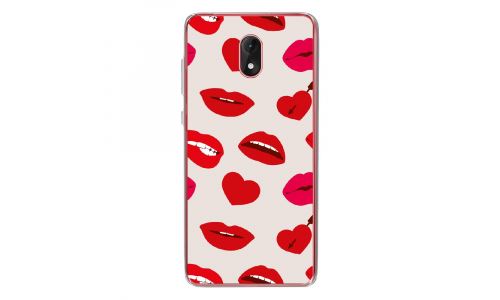 Coque souple pour Wiko Lenny 5 avec impression Motifs lèvres et coeurs rouges