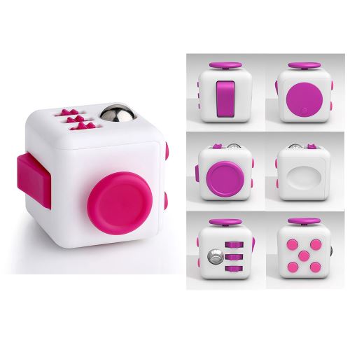 Fidget cube anti-stress modele blanc rose