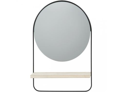 BOBOCHIC Miroir rond ENS en métal avec étagère bois