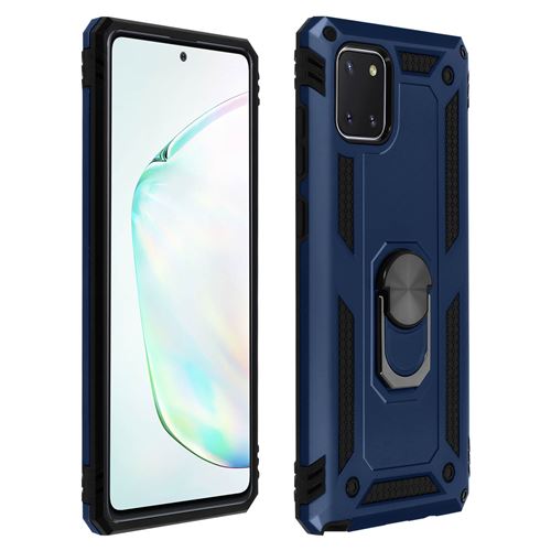Avizar Coque pour Samsung Galaxy Note 10 Lite Antichoc Bi-matière Bague Support Bleu Nuit