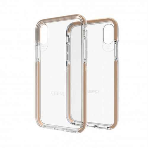 Gear4 Piccadilly - Coque de protection pour téléphone portable - polycarbonate, D3O - transparent, or - pour Apple iPhone X
