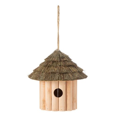 Nichoir Suspendu en Bois "Welcome" 25cm Naturel