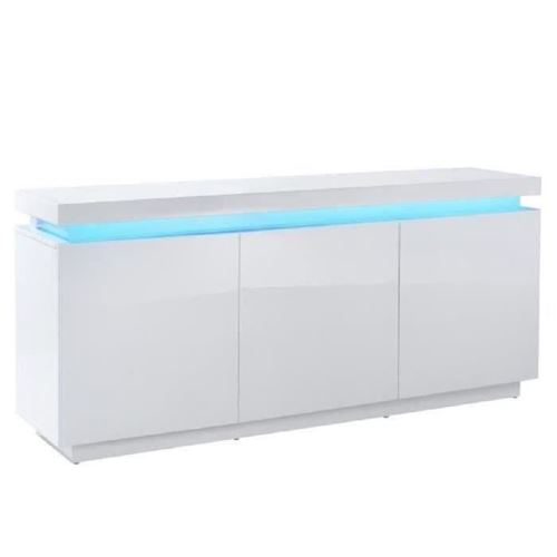 ODYSSEE Buffet bas LED contemporain blanc laque brillant - L 170 cm