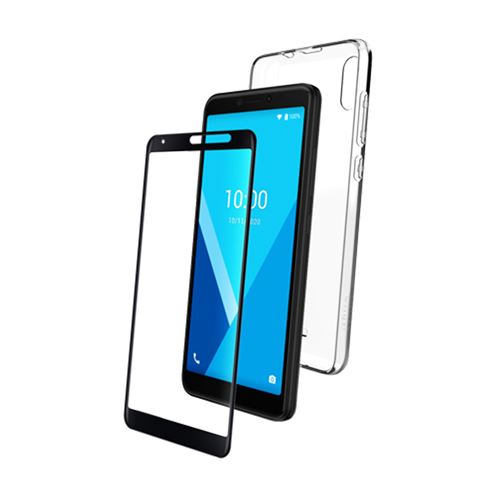 Coque de protection avec protecteur d'écran en verre trempé pour smartphone Wiko Y51 Transparent