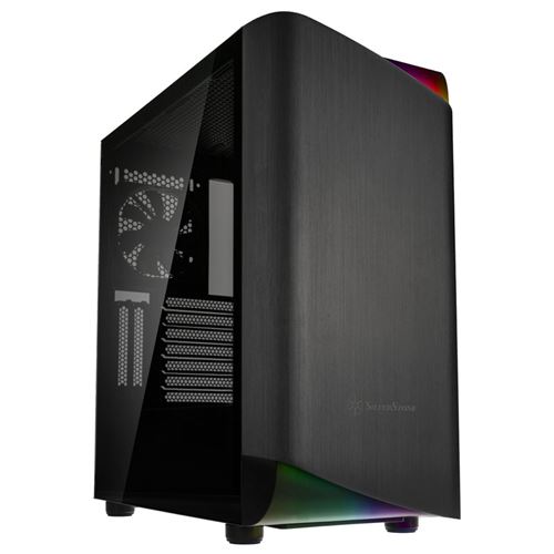 Silverstone SST-SEA1TB-G - Boîtier d'ordinateur ATX Mid-Tower SETA A1, Panneau latéral en Verre trempé, Titane sur Noir