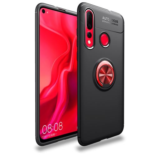 Coque en TPU béquille anneau de doigt noir/rouge pour votre Huawei Nova 4