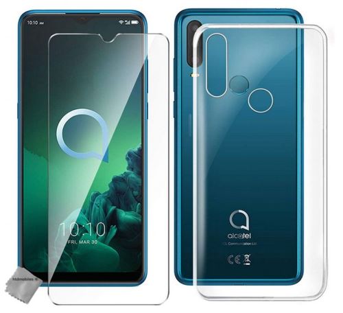 Coque silicone gel fine pour Alcatel 3X (2019) avec film ecran - TRANSPARENT TPU