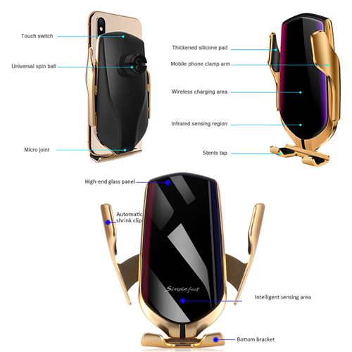 Chargeur sans fil 15W Porte-auto pour ventilation d'air Porte-téléphone de  voiture Intelligent Infrarouge Rapide Chargeur sans fil | Chargeur de
