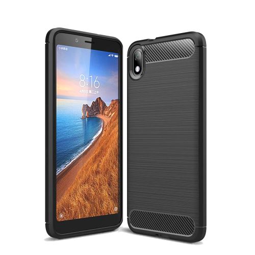 Coque brossée noire Xiaomi Redmi 7A Carbon Fiber Antichoc - Accessoires Pochette Case