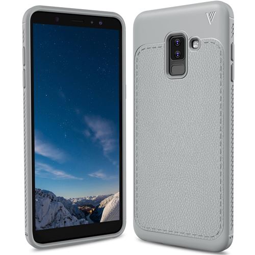 Etui en PU enduit litchi gris pour votre Samsung Galaxy A6 Plus (2018)