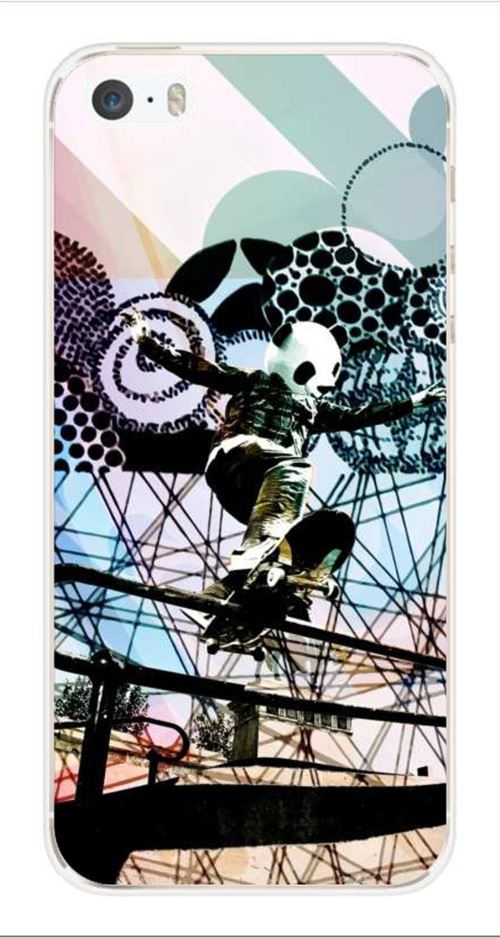 Coque en silicone imprimée compatible iPhone 5 iPhone 5S Panda skater