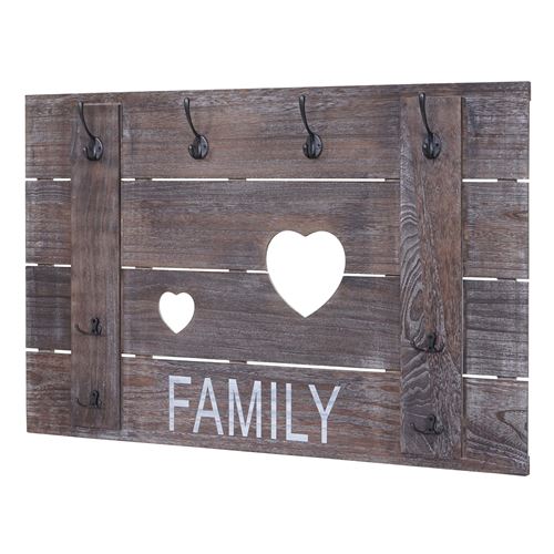 Portemanteau mural MENDLER HWC-C89, FAMILY, 8 crochets, 60x90cm brun shabby