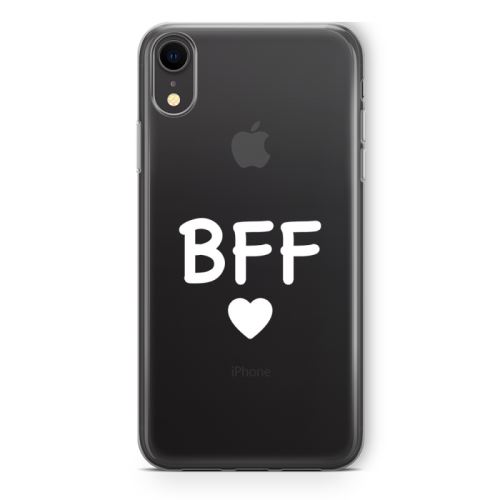 Coque iPhone XR BFF - Souple Transparente Encre Blanc