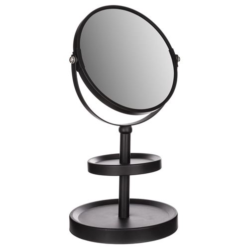 Miroir de salle de bain grossissant à poser - H. 34 cm - Noir
