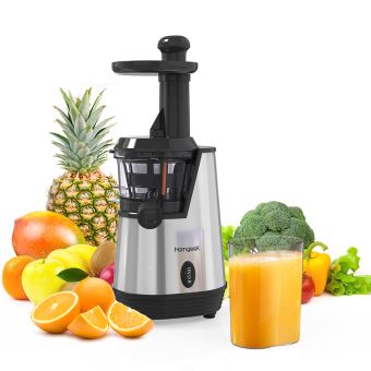 Homgeek Slow Juicer Extracteur De Jus Electrique Fabricant De Jus Basse Vitesse Machine A Jus De Fruits Presse Fruits Jus Avec Presse Agrumes Et Pinceau Achat Prix Fnac