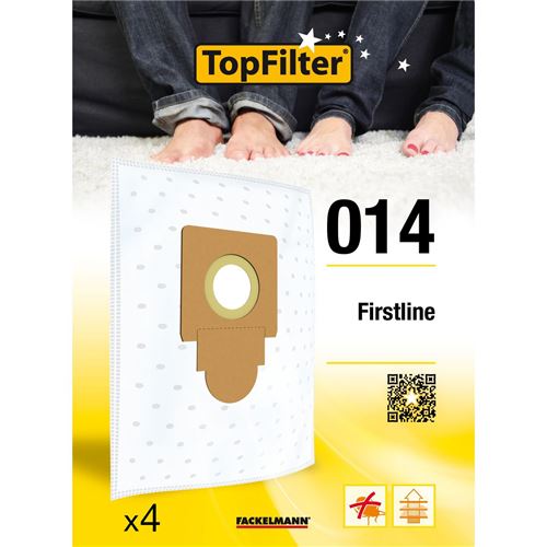 TopFilter 014, 4 sacs aspirateur pour Firstline, boîte de sacs d'aspiration en non-tissé, 4 sacs à poussière (30 x 26 x 0,1 cm)