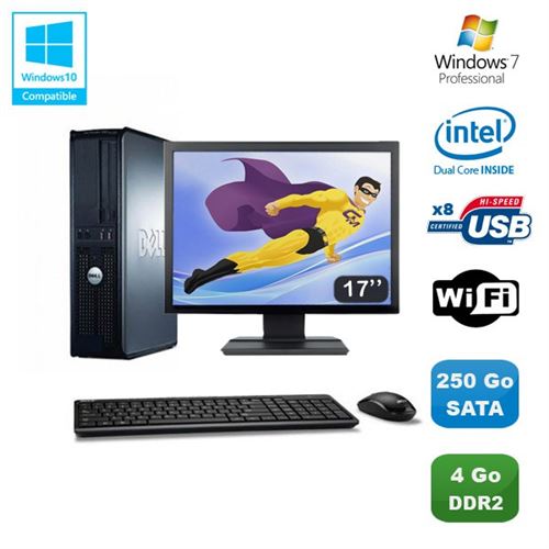 Acheter Pc dell optiplex 760 dt dual core e5200 2,5ghz 4go 250go wifi w7 ecran 17' État correct - 199,00 € Pc dell optiplex 760 dt dual core e5200 2,5ghz 4go 250go wifi w7 ecran 17' État correct - Dell reconditionné disponible sur Fnac