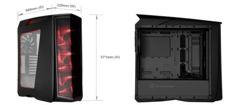 SilverStone SST-PM01CR-W - Primera Boîtier PC Gamer moyen tour ATX - Haute performance du flux d'air silencieux - avec fenêtre - LED rouge - noir mat