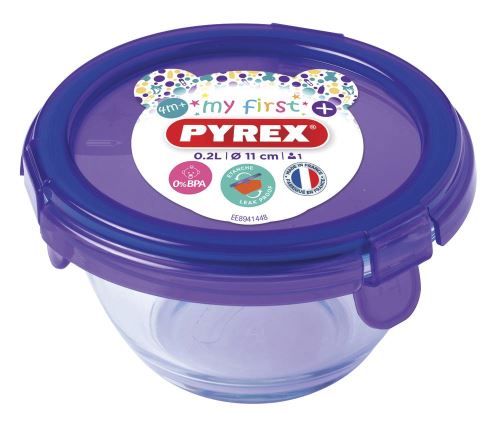 Pyrex - Plat rond + couvercle violet 11 cm