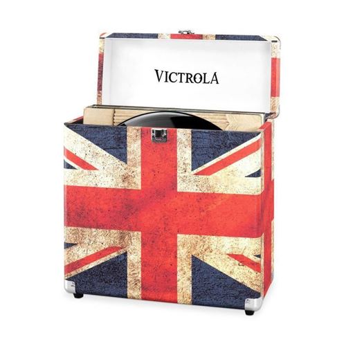 Victrola Valise à vinyles range/transporte 30+ albums UK Flag