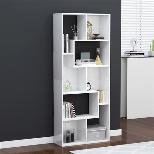 vidaXL Bibliothèque Blanc brillant 67x24x161 cm Aggloméré