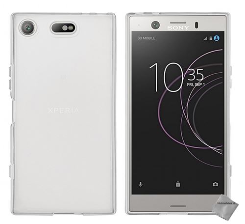 Housse etui coque pochette silicone gel fine pour Sony Xperia XZ1 Compact avec film ecran - BLANC TRANSPARENT