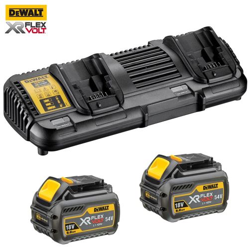 Pack De 2 Batteries Dewalt Xr Flexvolt Liion 18  54 V 6 Ah  Chargeur Double  Dcb132T2