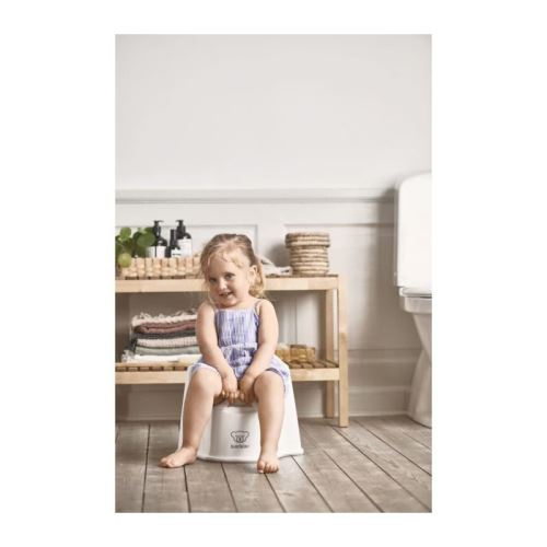 BabyBjörn Pot Fauteuil Blanc/Gris - Pot Bébé Confortable Avec Dossier Et Accoudoirs