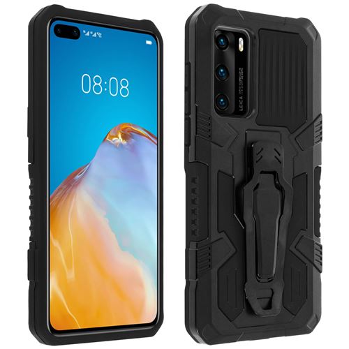Coque pour Huawei P40 Antichoc Béquille et Clip Ceinture Métallique Noir