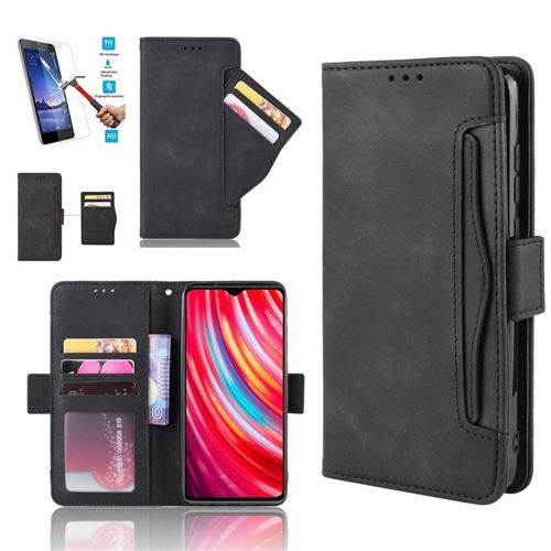 Etui Pour Samsung Galaxy M31 Portefeuille Noir Avec Film Verre Trempé - Housse En Cuir Pu - 5 Emplacement Cartes hfs-house®