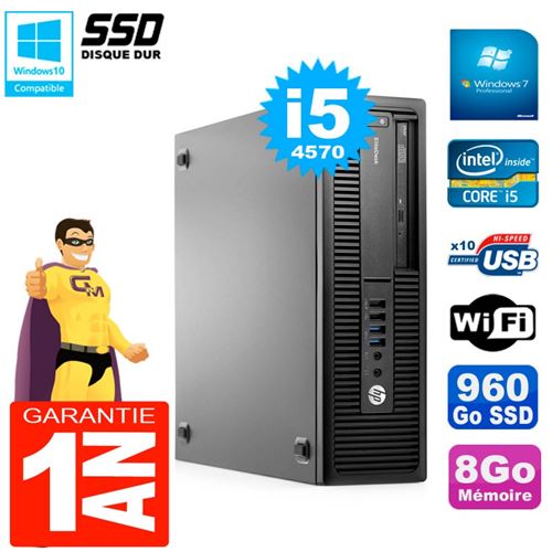 Pc hp elitedesk 800 g1 sff core i5-4570 ram 8go 960 go ssd graveur dvd wifi w7 État correct - Hewlett-Packard reconditionné disponible sur Fnac