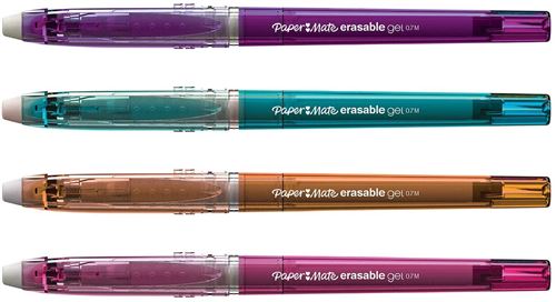 Paper Mate 1984496 Lot de 4 Stylos gel effaçable pointe moyenne 0,7 mm Couleurs Fun Assorties